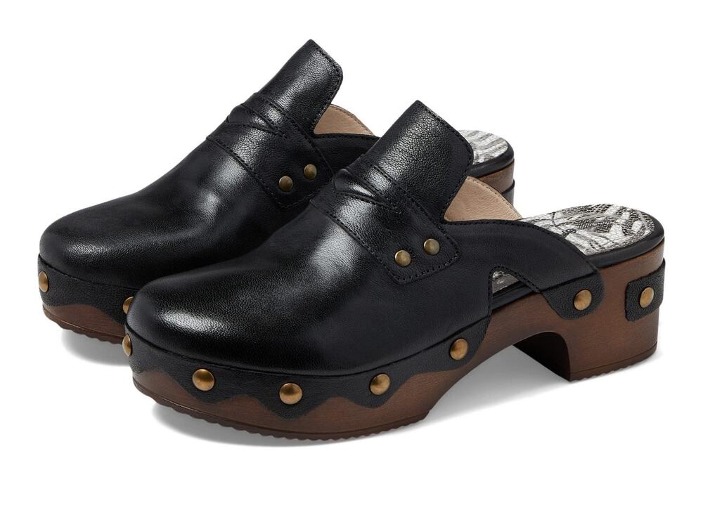 Eric Michael Women's Black Leather Clogs Delphi Size 10-11 US - 41 EU Medium